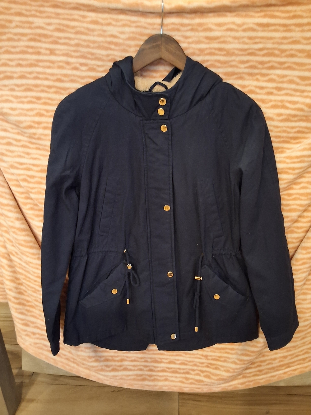 Collection B Navy Hooded Jacket with Gold Hardware